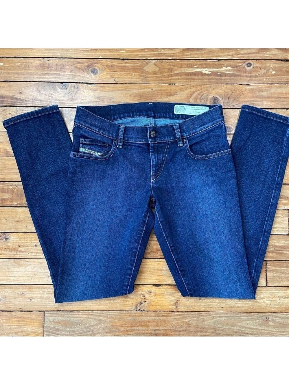 Diesel Grupee Low Rise Jeans Super Skinny Dark Blue Coastal Cowgirl 28 Stretch